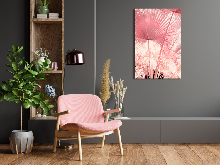 Canvas Print Summer Pink Palms (1-piece) - landscape with leaves in Miami Vibe style 144117 additionalImage 3