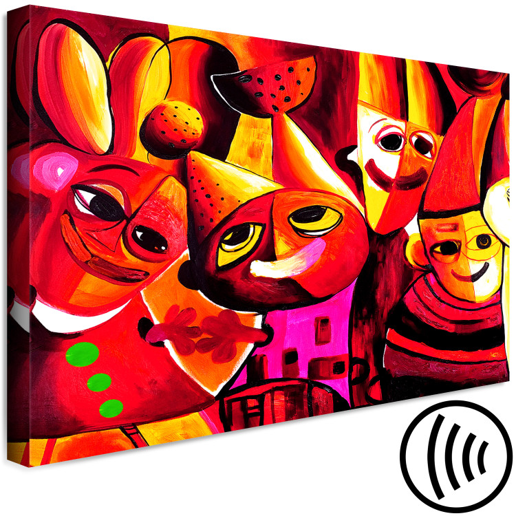 Canvas Print Colorful Circus (1-piece) - red abstraction with cheerful clowns 144717 additionalImage 6