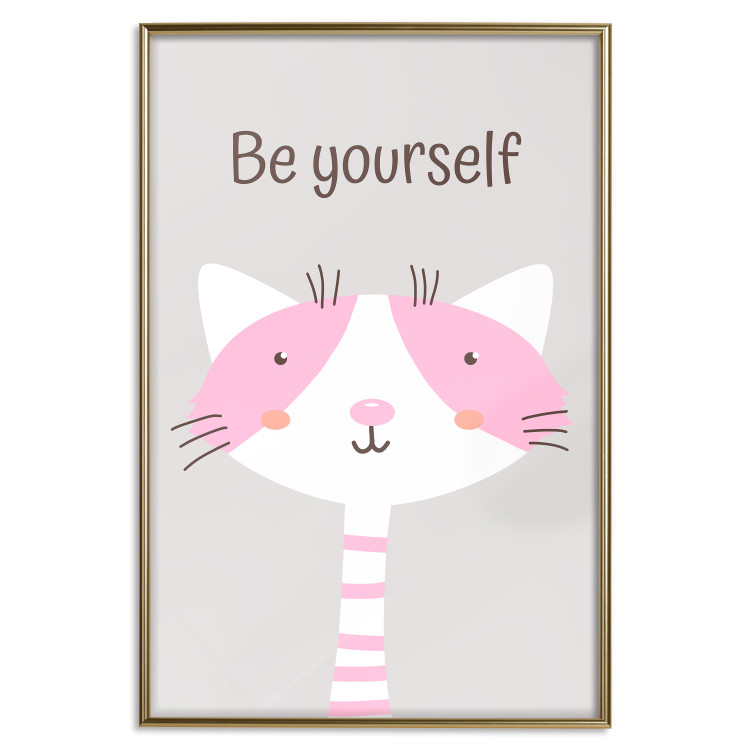 Poster Be Yourself - Pink Cheerful Cat and a Motivating Slogan for Children 146617 additionalImage 19