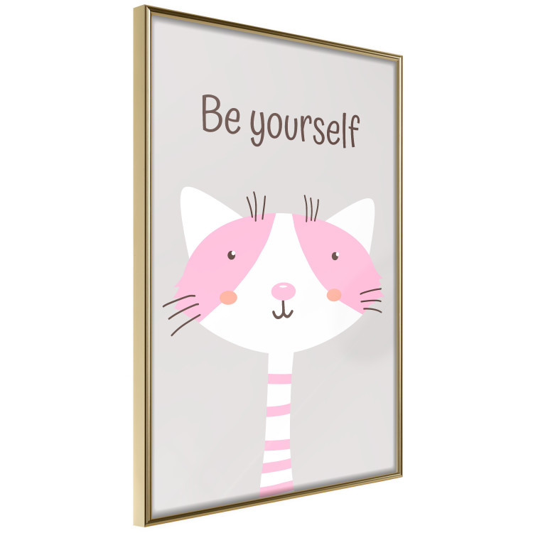 Poster Be Yourself - Pink Cheerful Cat and a Motivating Slogan for Children 146617 additionalImage 6