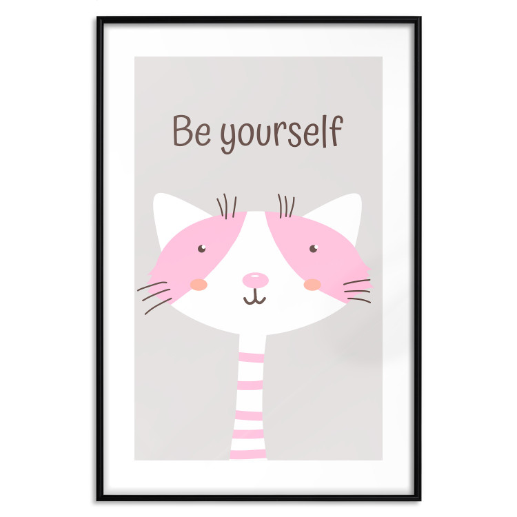 Poster Be Yourself - Pink Cheerful Cat and a Motivating Slogan for Children 146617 additionalImage 26