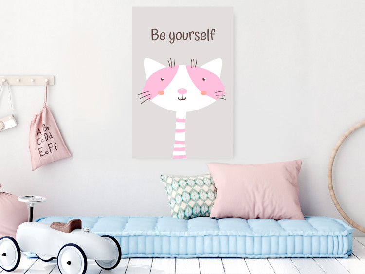 Poster Be Yourself - Pink Cheerful Cat and a Motivating Slogan for Children 146617 additionalImage 12