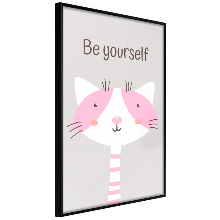 Poster Be Yourself - Pink Cheerful Cat and a Motivating Slogan for Children 146617 additionalImage 5