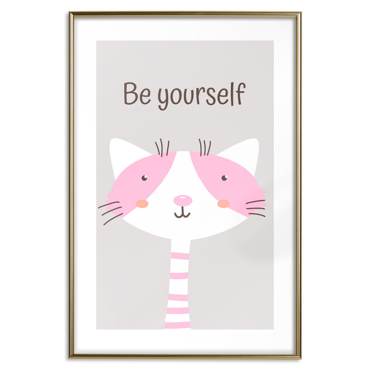 Poster Be Yourself - Pink Cheerful Cat and a Motivating Slogan for Children 146617 additionalImage 24