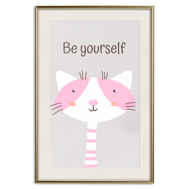 Poster Be Yourself - Pink Cheerful Cat and a Motivating Slogan for Children 146617 additionalImage 27