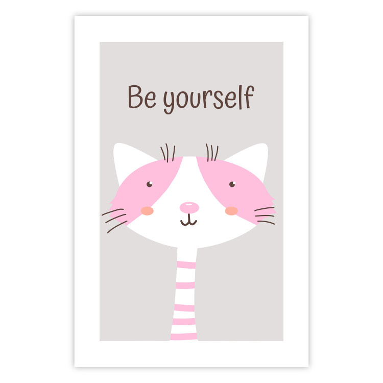Poster Be Yourself - Pink Cheerful Cat and a Motivating Slogan for Children 146617 additionalImage 18