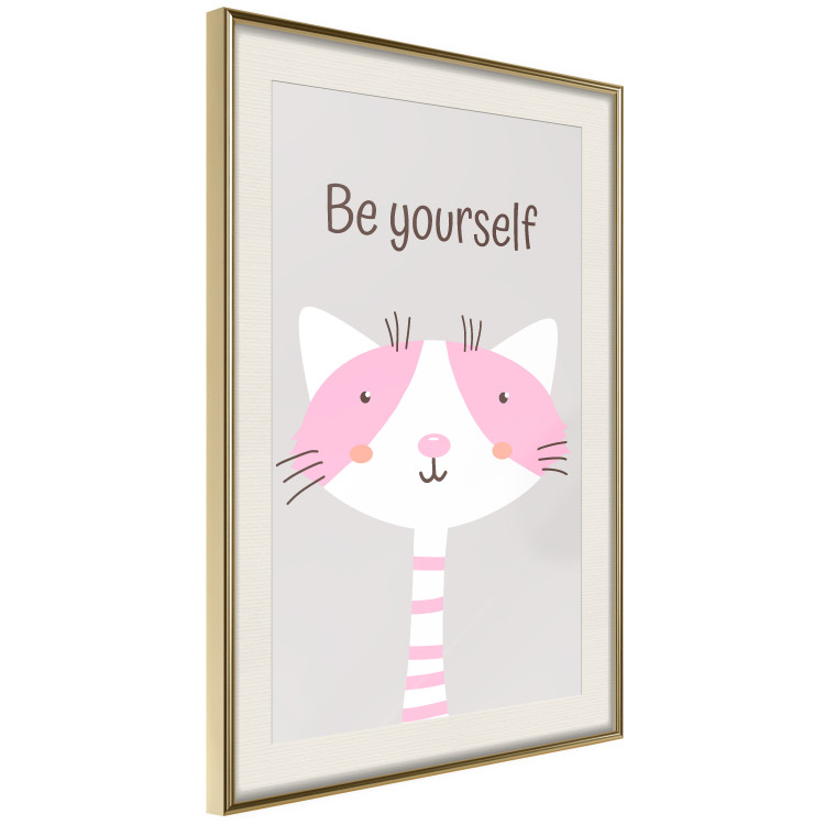 Poster Be Yourself - Pink Cheerful Cat and a Motivating Slogan for Children 146617 additionalImage 9