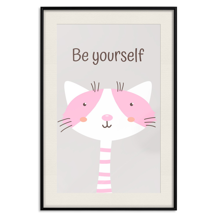 Poster Be Yourself - Pink Cheerful Cat and a Motivating Slogan for Children 146617 additionalImage 25