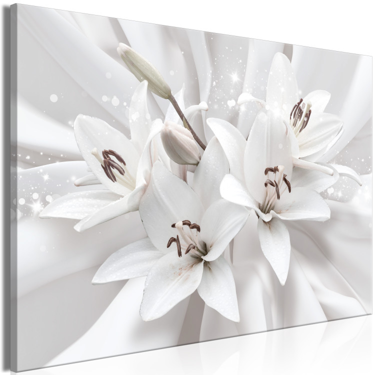 Canvas Lilies (1-piece) - white flowers arranged on a light decorative background 148817 additionalImage 2