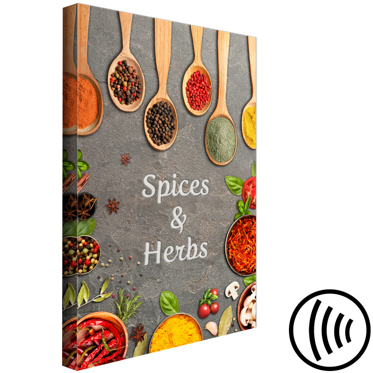 Canvas Print Herbs and Spices (1-piece) - still life and text on a gray background 148917 additionalImage 6
