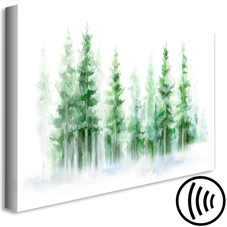 Canvas Spruce Forest - Trees Painted With Watercolor in White and Green Colors 149817 additionalImage 6
