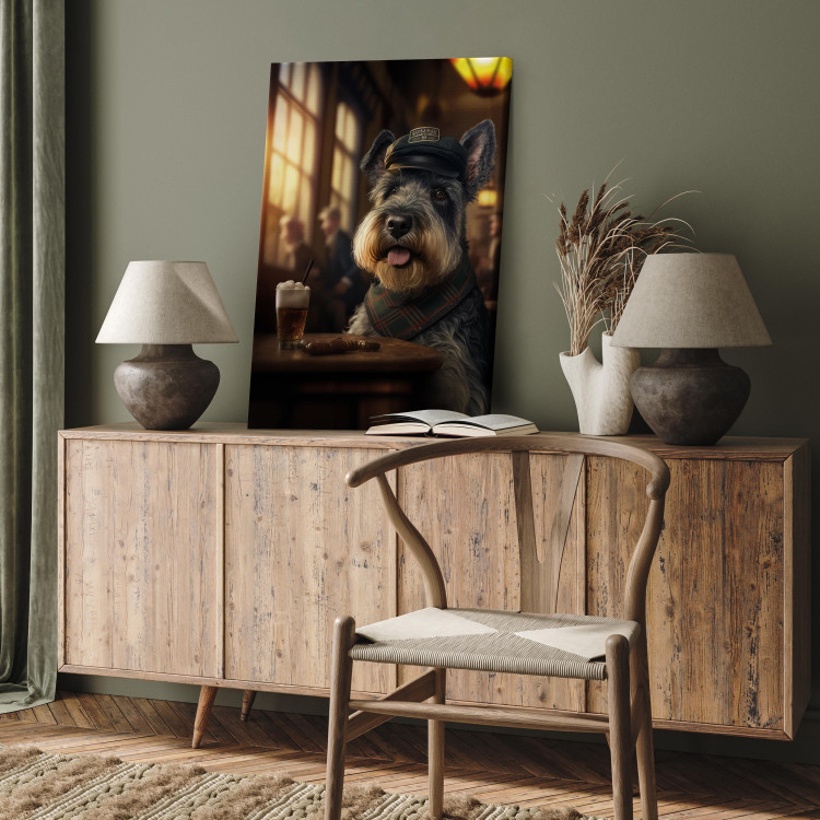 Canvas Print AI Dog Miniature Schnauzer - Portrait of a Animal in a Pub With a Beer - Vertical 150117 additionalImage 5