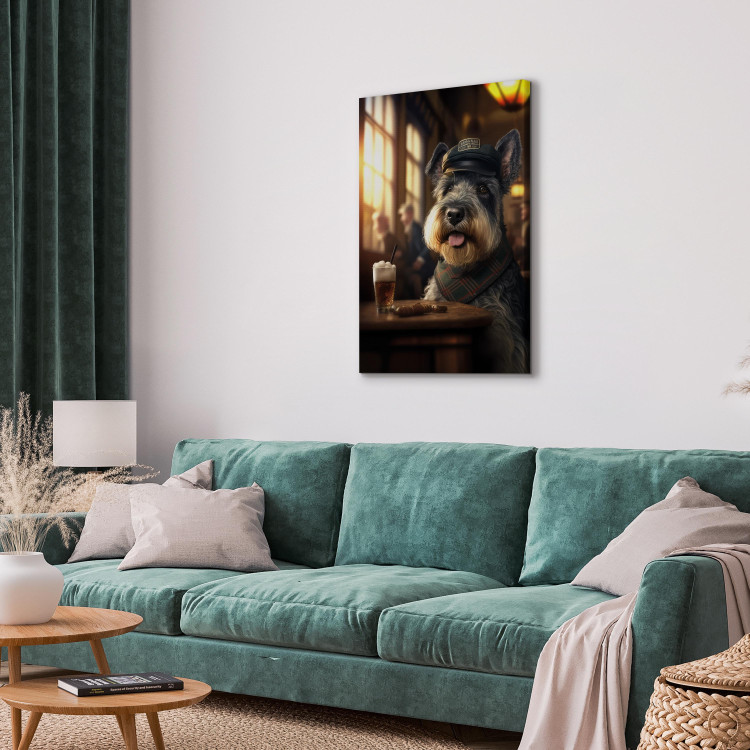 Canvas Print AI Dog Miniature Schnauzer - Portrait of a Animal in a Pub With a Beer - Vertical 150117 additionalImage 4