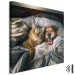 Canvas Art Print AI Golden Retriever Dog and Tabby Cat - Animals Resting in Comfortable Bedding - Square 150217 additionalThumb 8