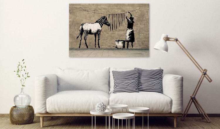 Large canvas print Banksy: Washing a Zebra on Concrete [Large Format] 150917 additionalImage 4