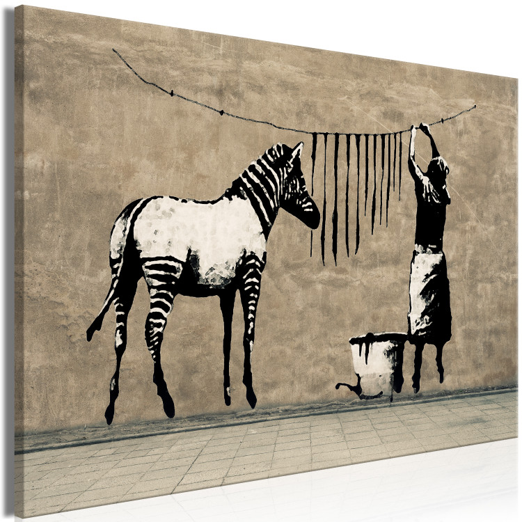 Large canvas print Banksy: Washing a Zebra on Concrete [Large Format] 150917 additionalImage 3