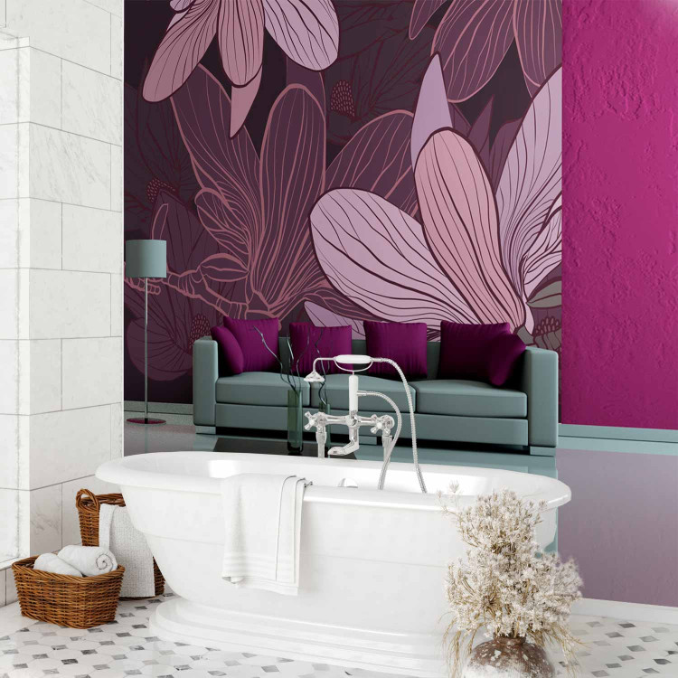 Wall Mural Abstraction - Composition of Magnolia Flowers in Shades of Purple on Background 60817 additionalImage 8