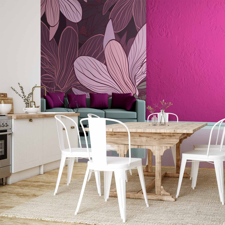 Wall Mural Abstraction - Composition of Magnolia Flowers in Shades of Purple on Background 60817 additionalImage 7