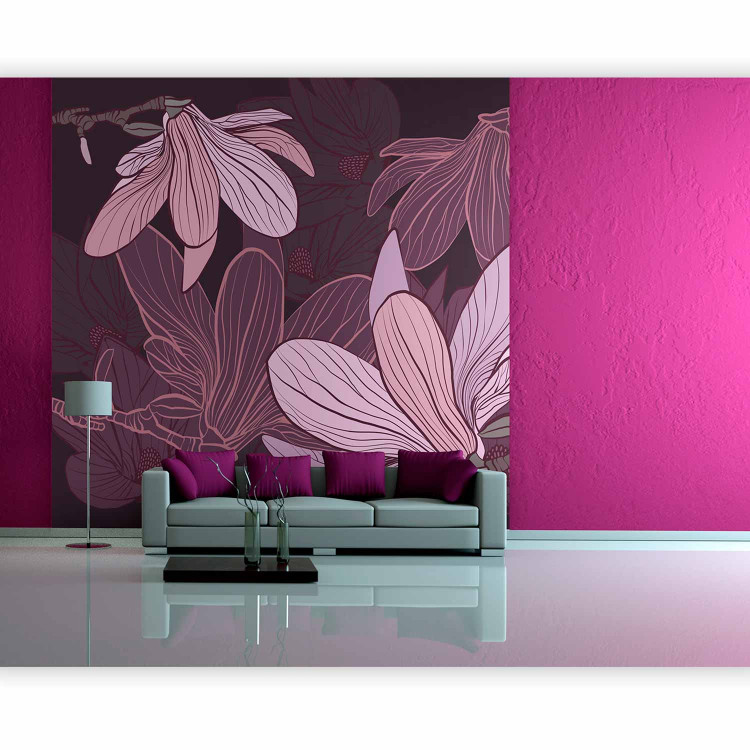 Wall Mural Abstraction - Composition of Magnolia Flowers in Shades of Purple on Background 60817 additionalImage 1