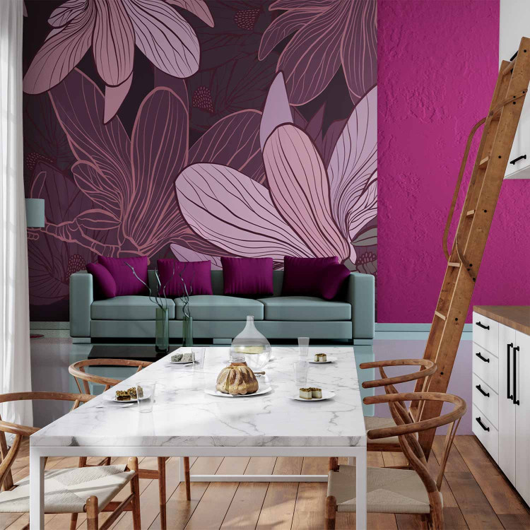 Wall Mural Abstraction - Composition of Magnolia Flowers in Shades of Purple on Background 60817 additionalImage 6