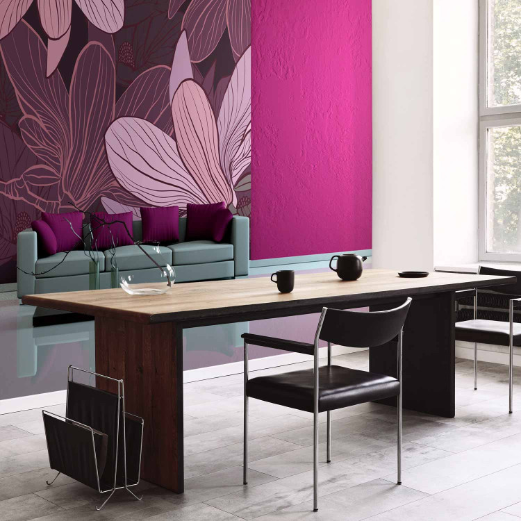 Wall Mural Abstraction - Composition of Magnolia Flowers in Shades of Purple on Background 60817 additionalImage 4