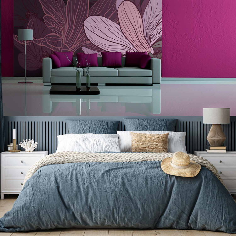 Wall Mural Abstraction - Composition of Magnolia Flowers in Shades of Purple on Background 60817 additionalImage 2