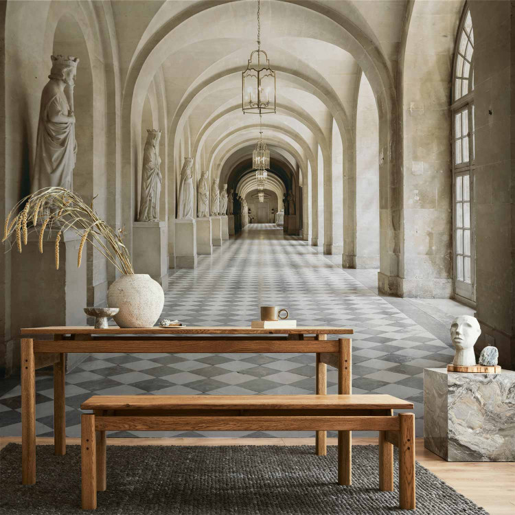 Wall Mural Architecture - corridor with chequered floor with windows and sculptures 64517 additionalImage 6