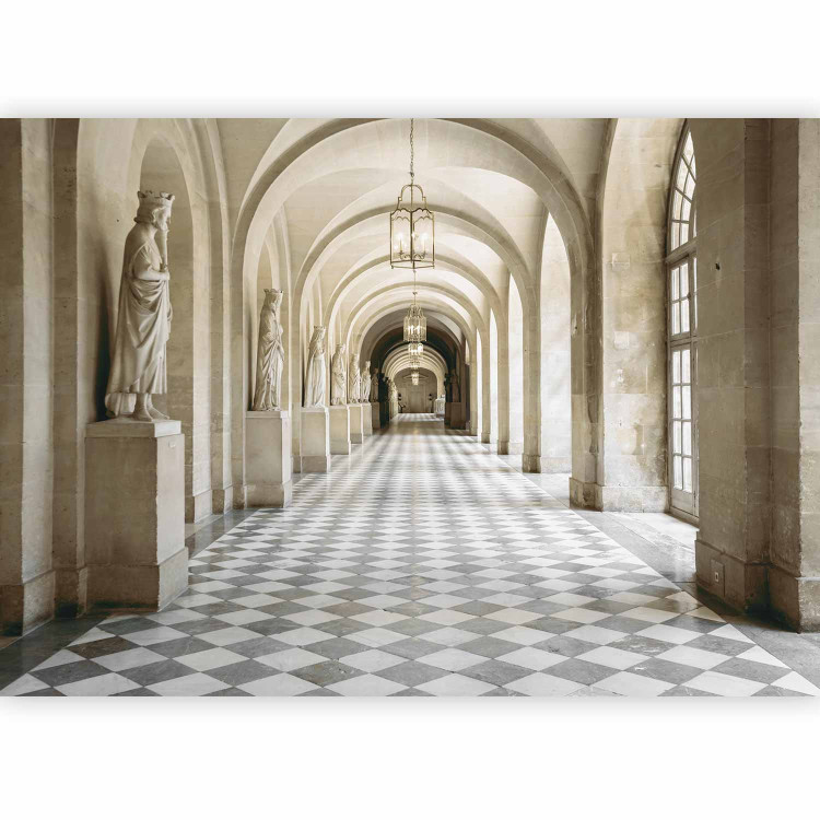 Wall Mural Architecture - corridor with chequered floor with windows and sculptures 64517 additionalImage 5