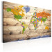 Canvas Map of Colorful Continents (1-part) - World on Wooden Background 97517 additionalThumb 2