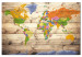 Canvas Map of Colorful Continents (1-part) - World on Wooden Background 97517