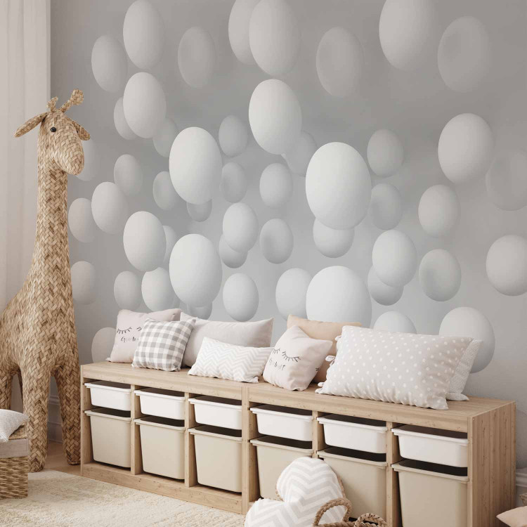 Wall Mural Modern abstraction - white balls floating in 3D space 97617 additionalImage 4