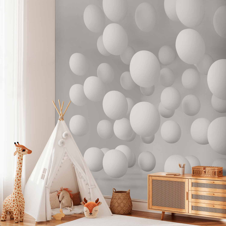 Wall Mural Modern abstraction - white balls floating in 3D space 97617 additionalImage 7