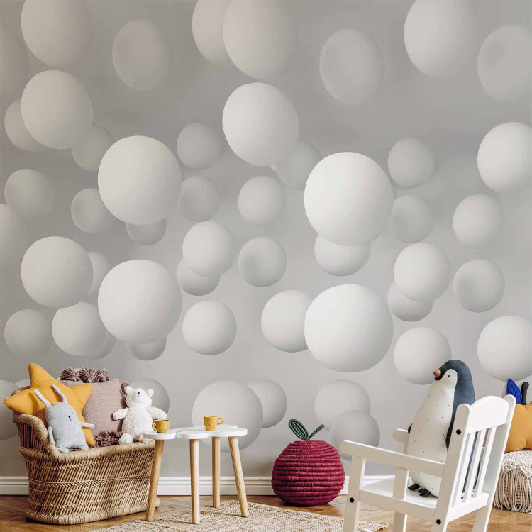 Wall Mural Modern abstraction - white balls floating in 3D space 97617 additionalImage 6