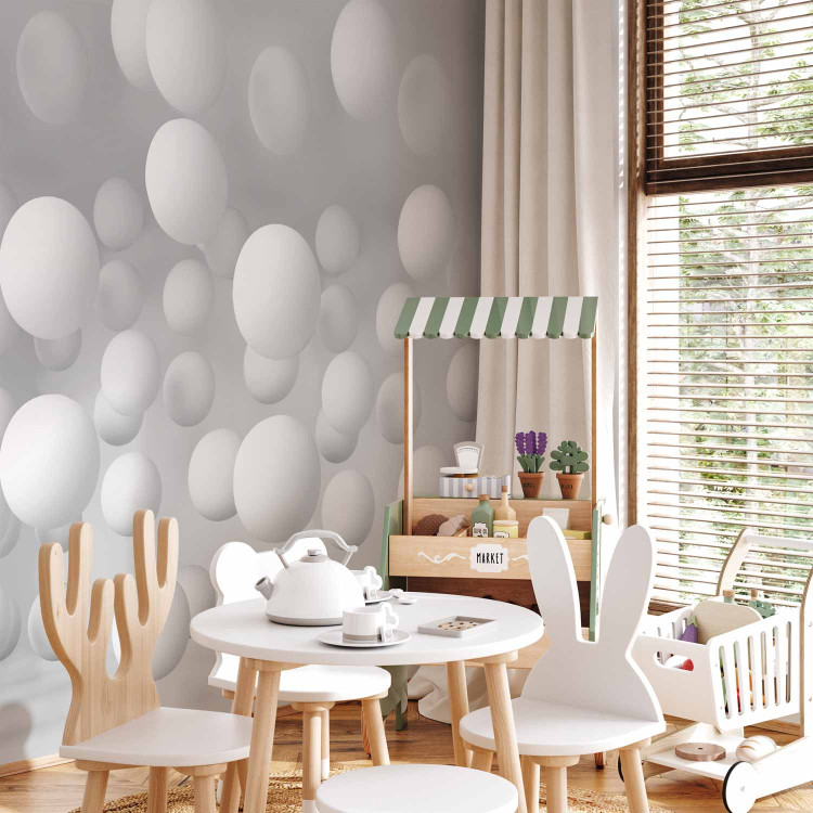 Wall Mural Modern abstraction - white balls floating in 3D space 97617 additionalImage 8