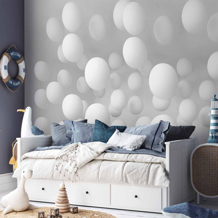Wall Mural Modern abstraction - white balls floating in 3D space 97617 additionalImage 2