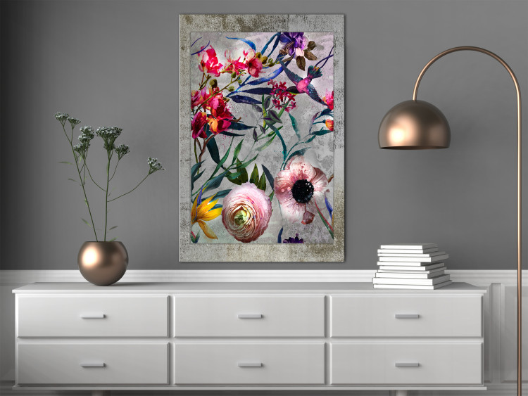 Canvas Colorful Flora (1-part) - Flowers in Retro Natural Space 115327 additionalImage 3