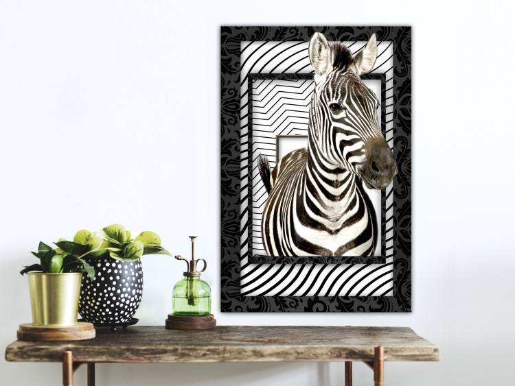 Canvas Print Zebra in Stripes (1-part) - Animal in Black and White Pattern 116427 additionalImage 3