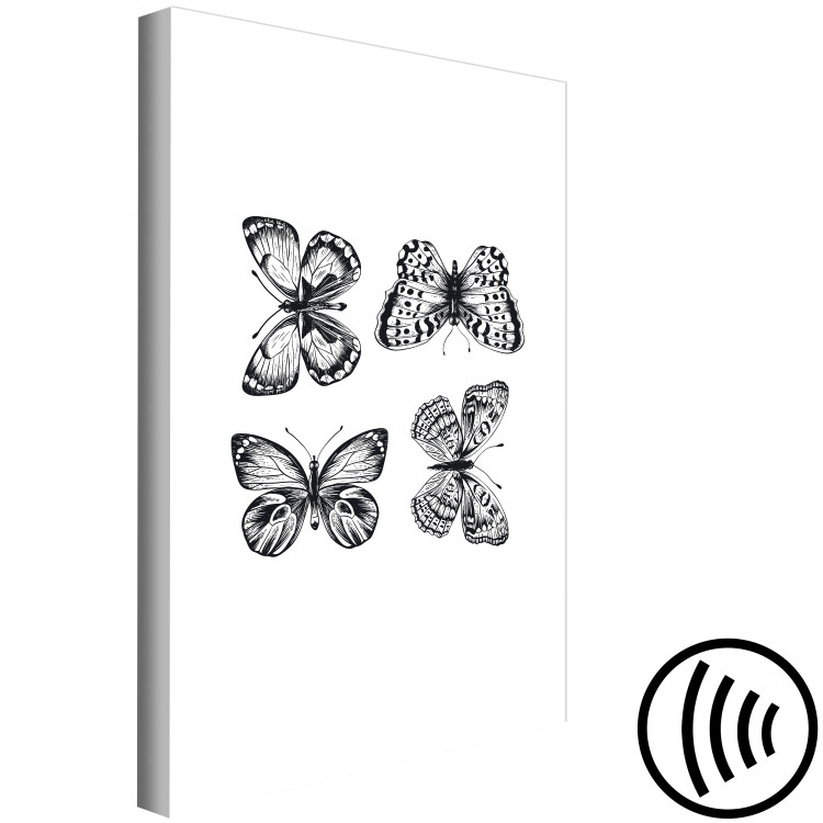 Canvas Butterfly family - four black and white butterflies in line art style 116927 additionalImage 6