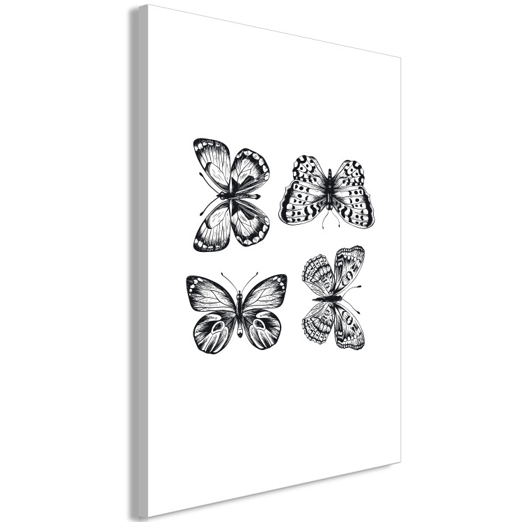 Canvas Butterfly family - four black and white butterflies in line art style 116927 additionalImage 2