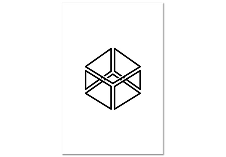 Canvas Print Geometric cube - minimalistic black pattern on a white background 117927