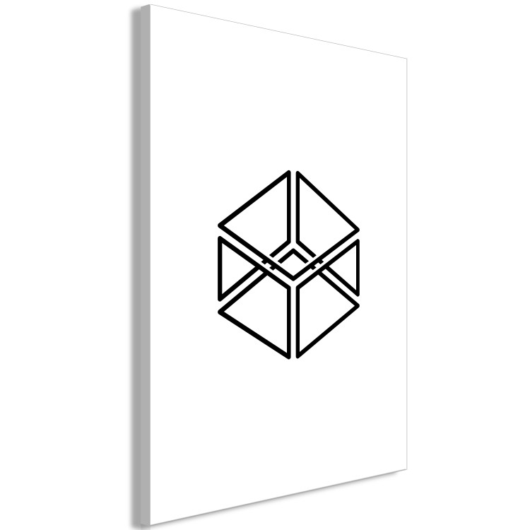 Canvas Print Geometric cube - minimalistic black pattern on a white background 117927 additionalImage 2