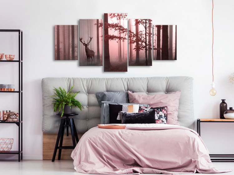 Canvas Art Print Morning (5 Parts) Wide Pink 118927 additionalImage 3