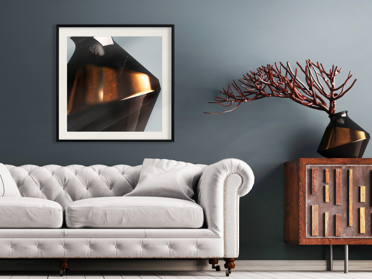 Wall Poster Sphinx's Dream - brown vase with an abstract shape and golden glow 122627 additionalImage 22