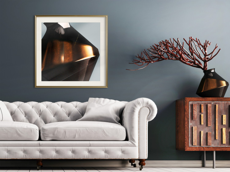 Wall Poster Sphinx's Dream - brown vase with an abstract shape and golden glow 122627 additionalImage 21