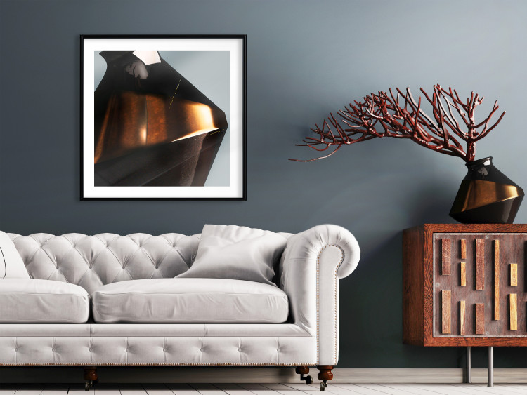 Wall Poster Sphinx's Dream - brown vase with an abstract shape and golden glow 122627 additionalImage 6