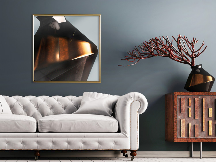 Wall Poster Sphinx's Dream - brown vase with an abstract shape and golden glow 122627 additionalImage 5