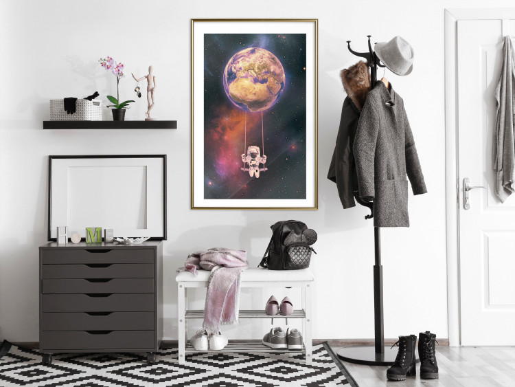 Wall Poster Cosmic Swing - abstraction of swinging astronaut on Earth 123527 additionalImage 13