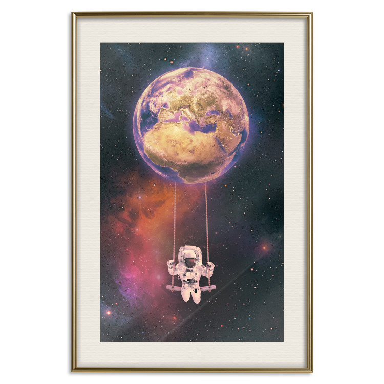 Wall Poster Cosmic Swing - abstraction of swinging astronaut on Earth 123527 additionalImage 19
