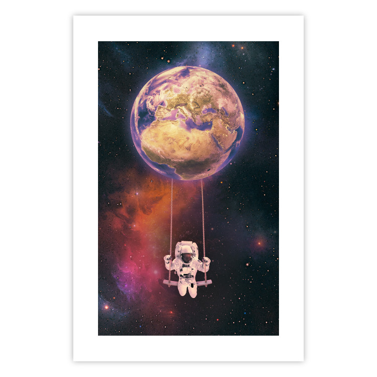 Wall Poster Cosmic Swing - abstraction of swinging astronaut on Earth 123527 additionalImage 19