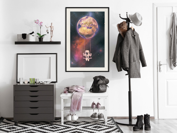 Wall Poster Cosmic Swing - abstraction of swinging astronaut on Earth 123527 additionalImage 22